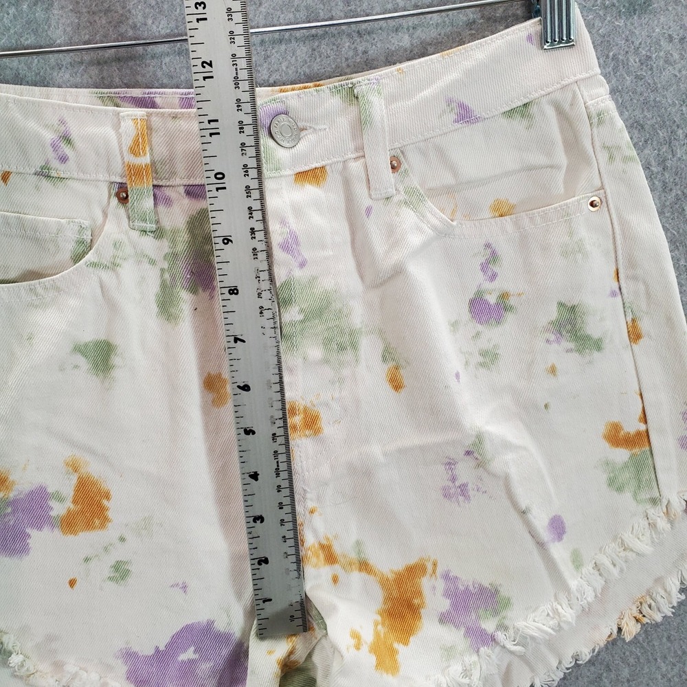 Wild Fable Women Shorts 4 White Tie Dye Denim High Waist Cut off Inseam 3" - Picture 5 of 10